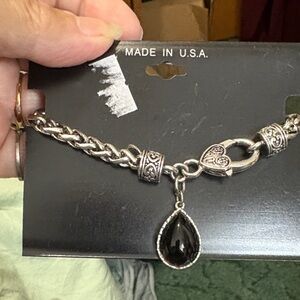 Chic Silver and Black Heart Charm Bracelet